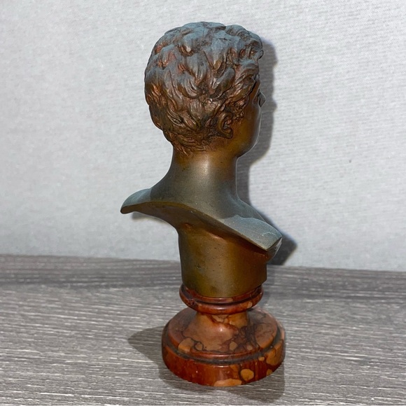 VINTAGE PIETRO MASCAGNI Italian Composer Bronze Statuette Sculpture Marble Base - Picture 5 of 10